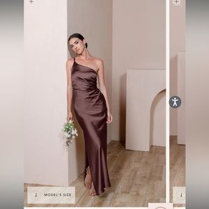 Revelry Jade Satin Dress in Mahogany